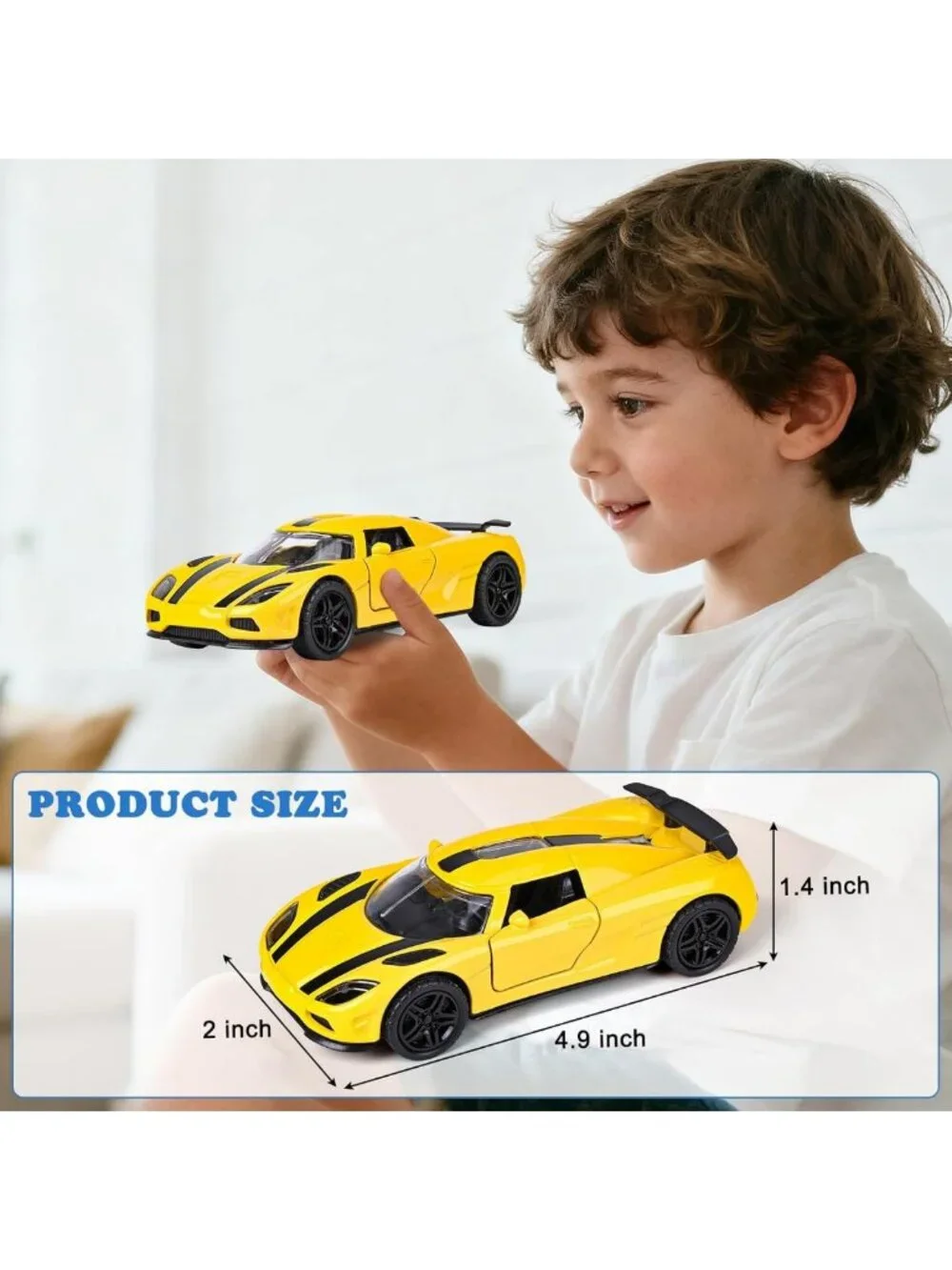 Diecast Pull Back Race Cars Set, 1:36 Scale with Opening Doors, 4 Pack for Kids